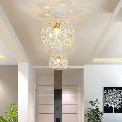 E27 Creative Crystal Minimalist Ceiling Light Simple Ceiling Lamp Bedroom Alley Simple European White Iron Lamp Crystal Lamp